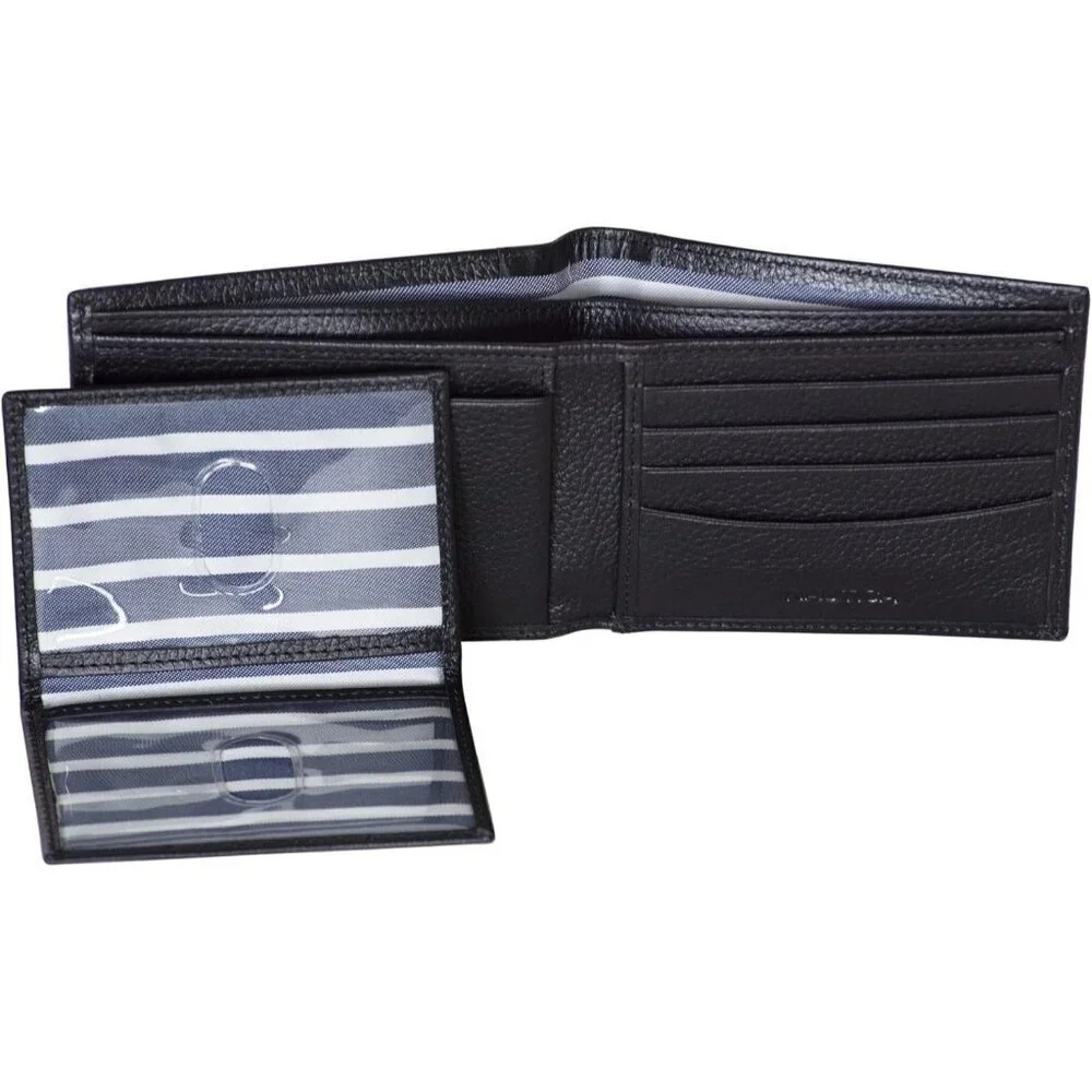Men's J-Class - Black Bifold Leather Wallet RFID Blocking ID Window Card Slots